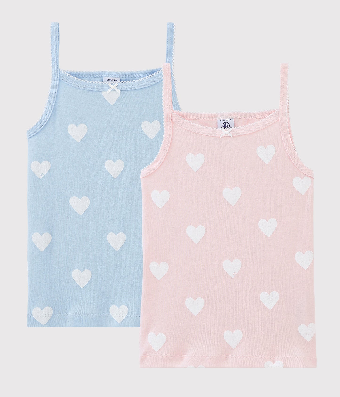 Girls Pink & Blue Heart Cotton Vest