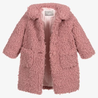 女童粉色人造毛皮外套