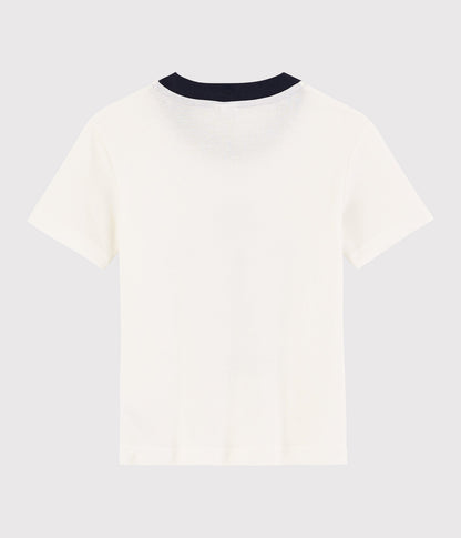 Boys White Printing Cotton T-Shirt