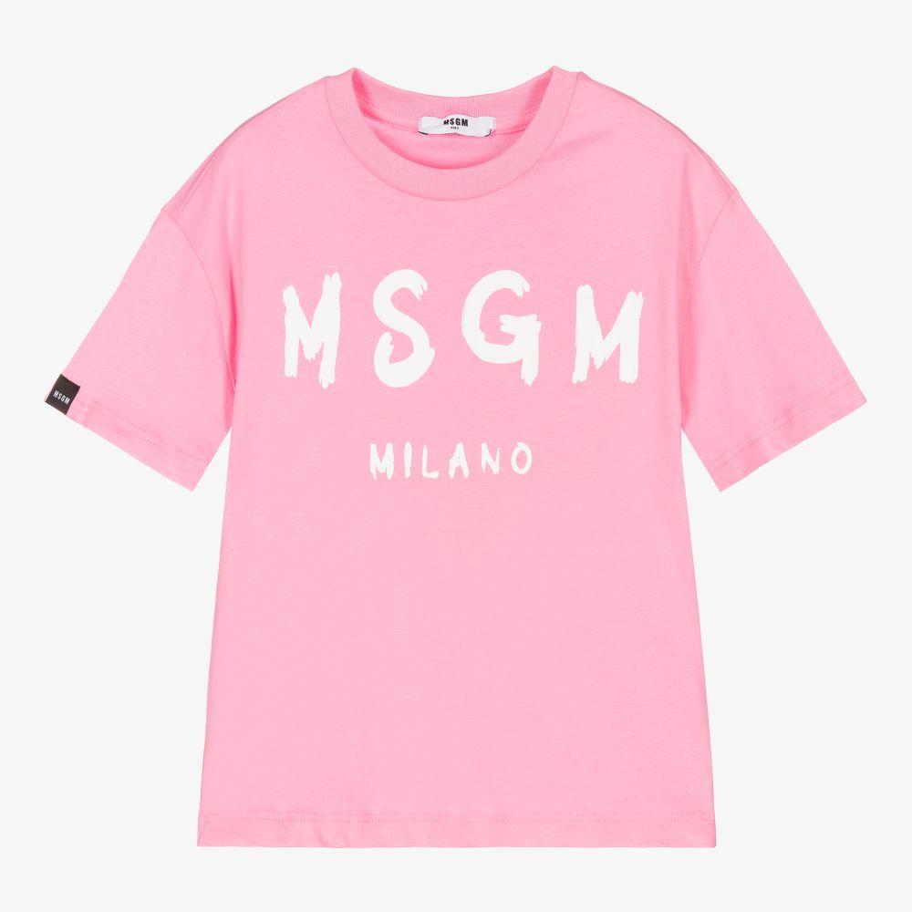女童粉色Logo棉T恤