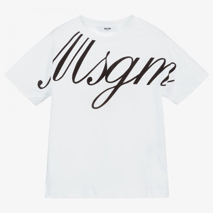 女童白色Logo棉T恤