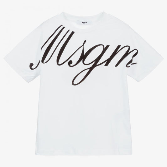 女童白色Logo棉T恤