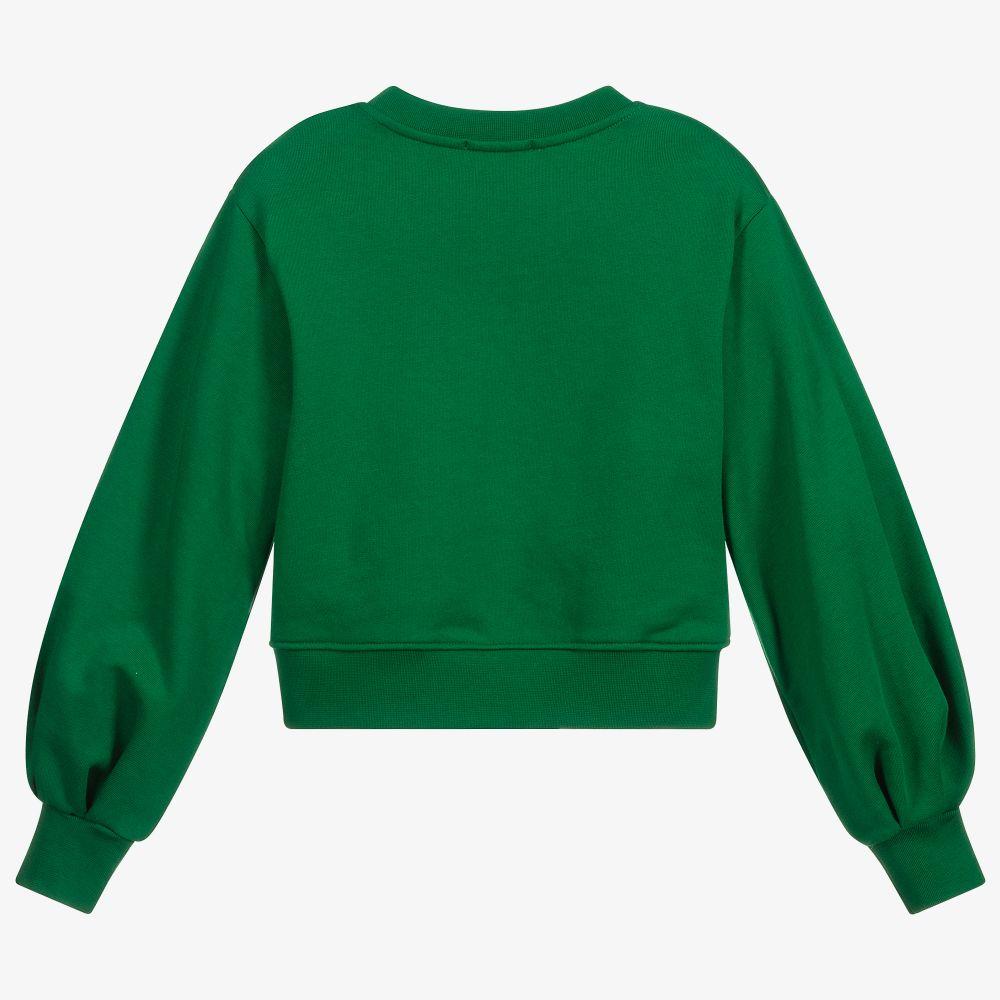 女童绿色Logo棉卫衣