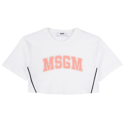 女童白色Logo棉T恤