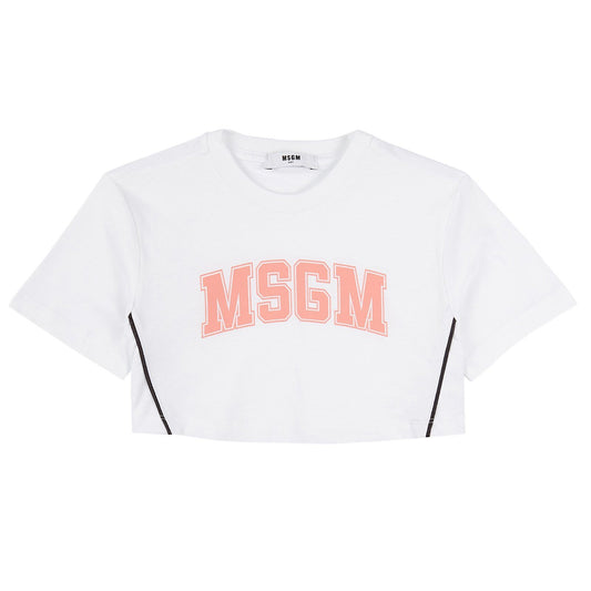 女童白色Logo棉T恤