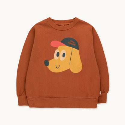 儿童棕色印花棉卫衣