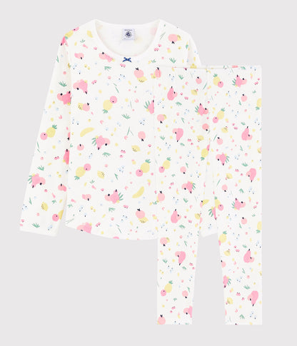 Girls White Flower Cotton Nightwear Set