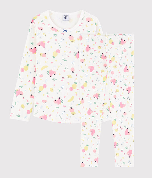 Girls White Flower Cotton Nightwear Set