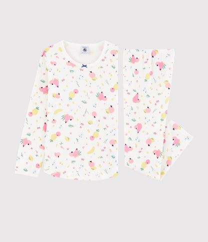 Girls White Flower Cotton Nightwear Set