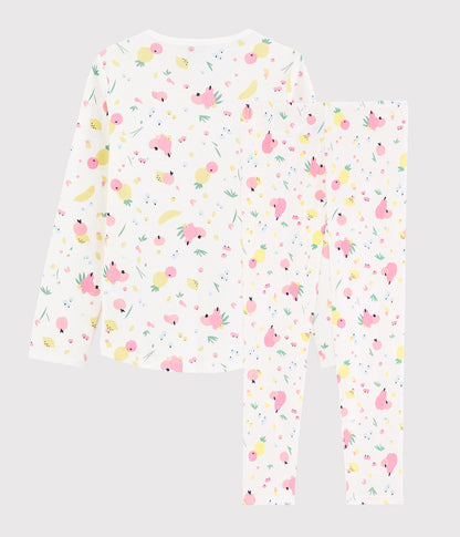 Girls White Flower Cotton Nightwear Set