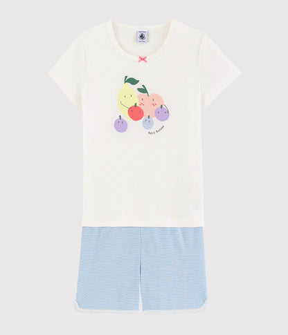 Girls White Printing Cotton Set