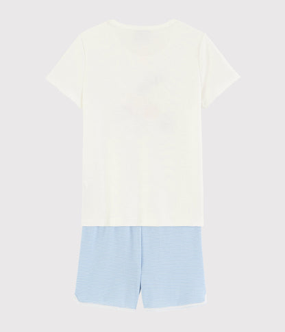 Girls White Printing Cotton Set