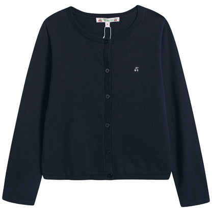 女童藏青色樱桃Logo开衫