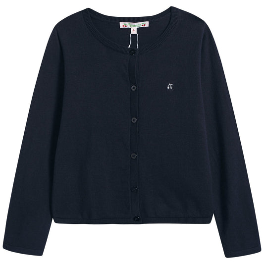 女童藏青色樱桃Logo开衫