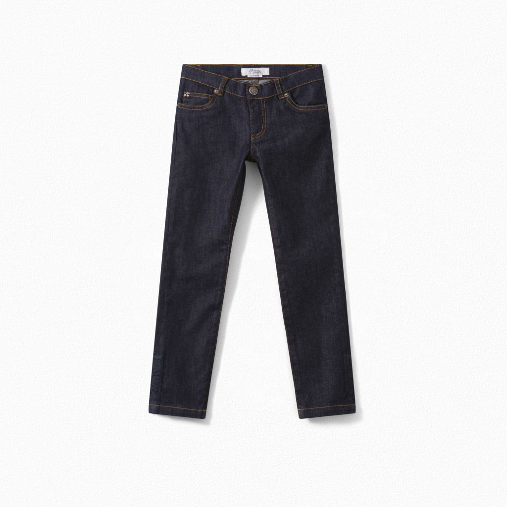 女童藏青色牛仔长裤