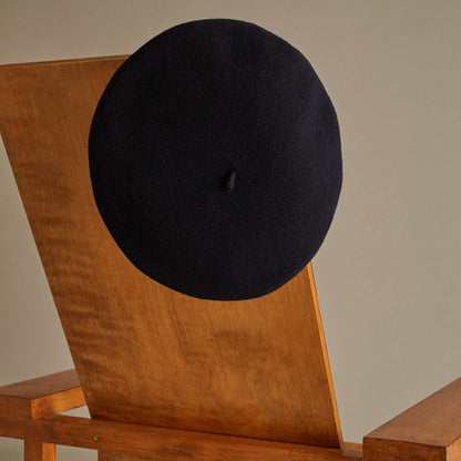 女童藏青色羊毛贝雷帽
