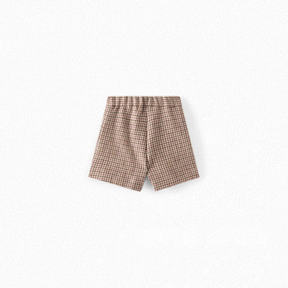 女童淡紫色格子短裤