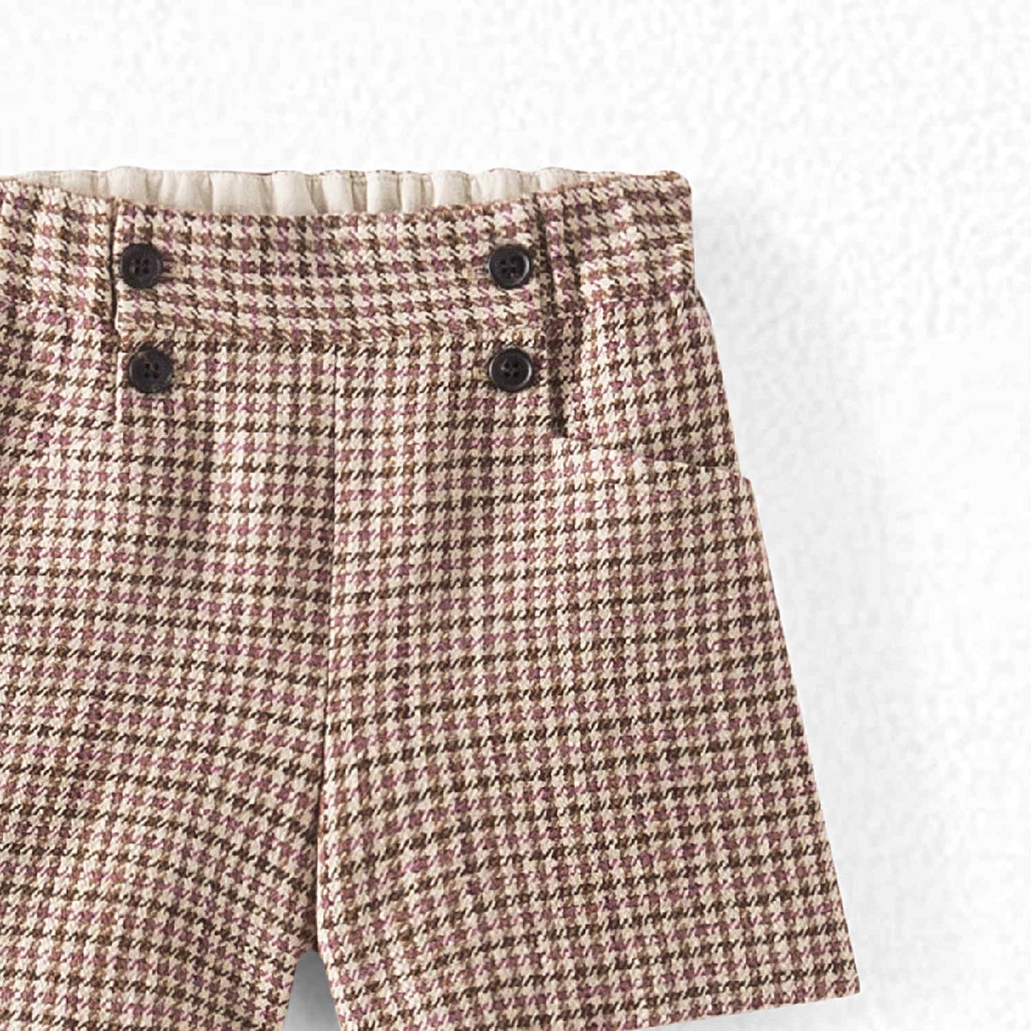 女童淡紫色格子短裤