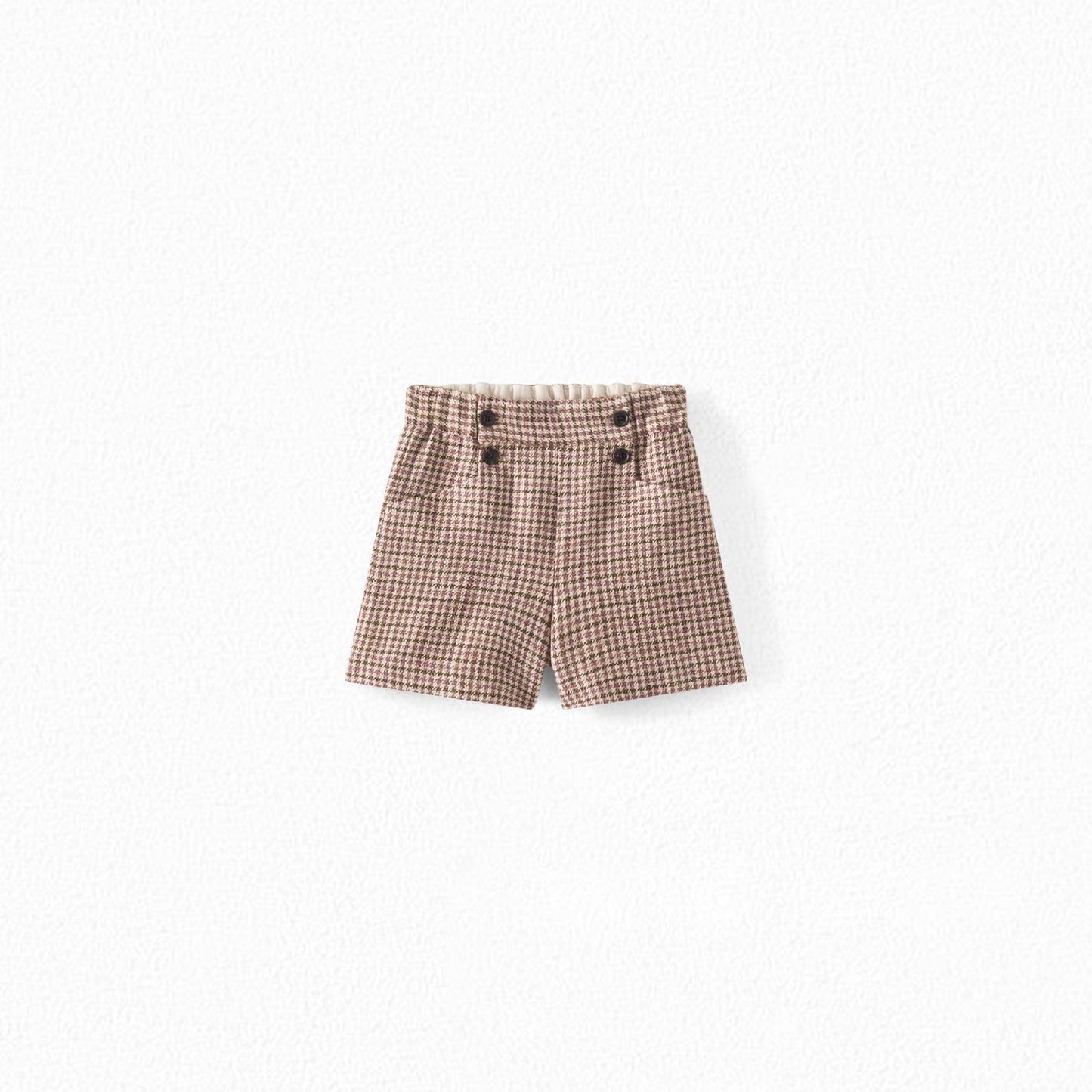 女童淡紫色格子短裤