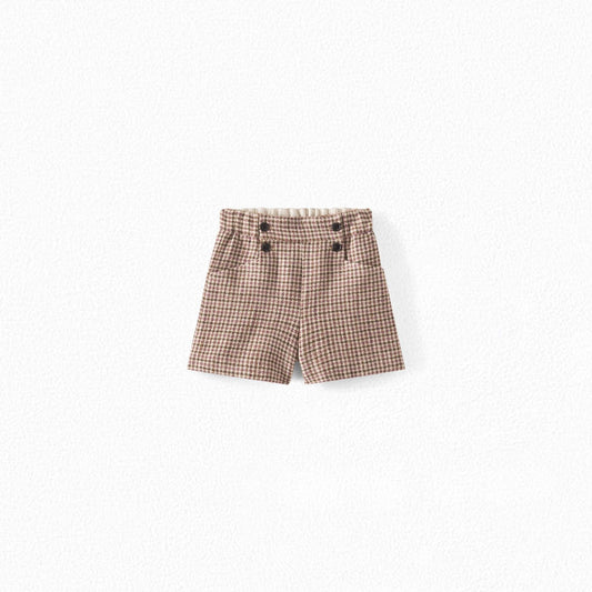 女童淡紫色格子短裤