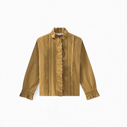 女童卡其色棉衬衫