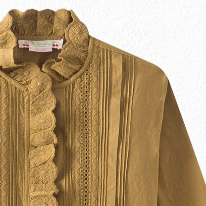 女童卡其色棉衬衫