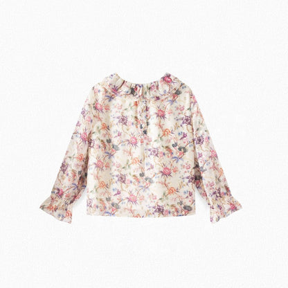 女童米色花朵印花真丝衬衫