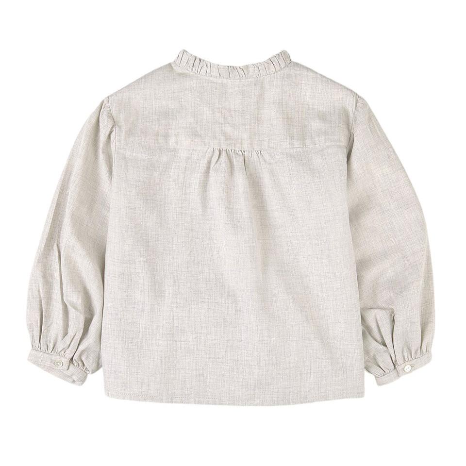 女童灰色刺绣棉衬衫