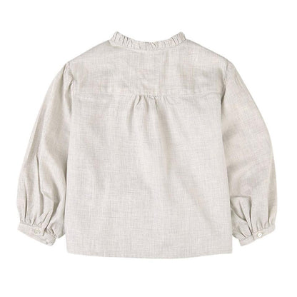 女童灰色刺绣棉衬衫