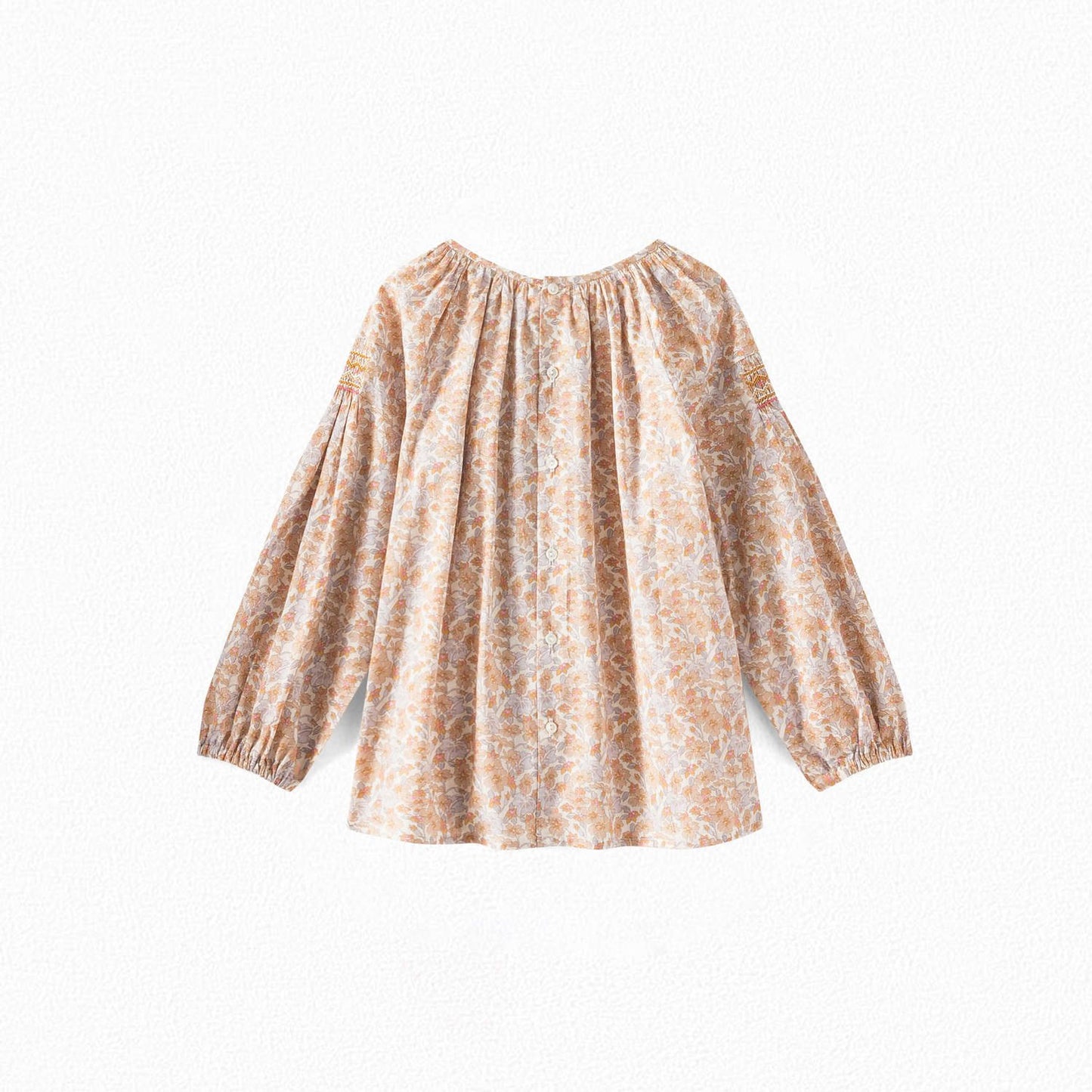 女童浅棕色碎花棉衬衫