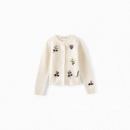 女童白色羊毛开衫