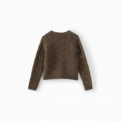 女童卡其色羊毛开衫