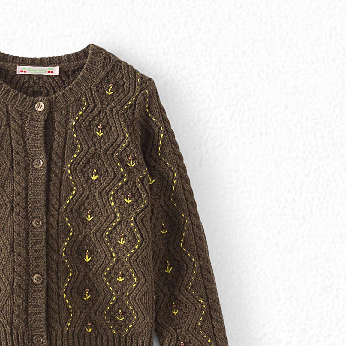 女童卡其色羊毛开衫