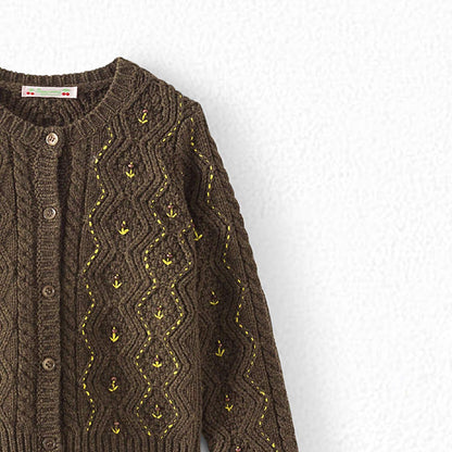 女童卡其色羊毛开衫