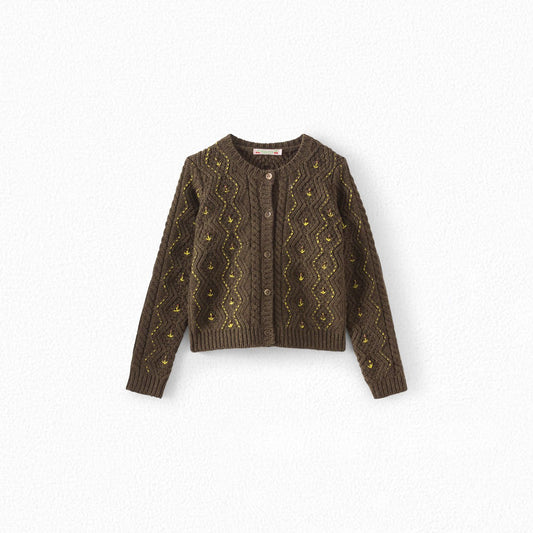 女童卡其色羊毛开衫