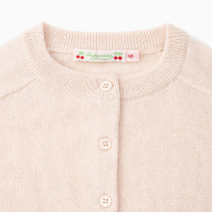 女童粉色羊绒开衫
