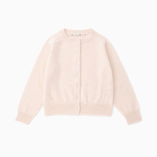 女童粉色羊绒开衫