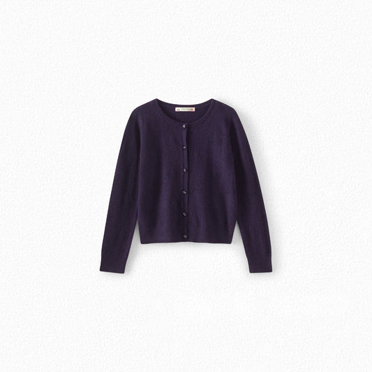 女童蓝紫色羊绒开衫