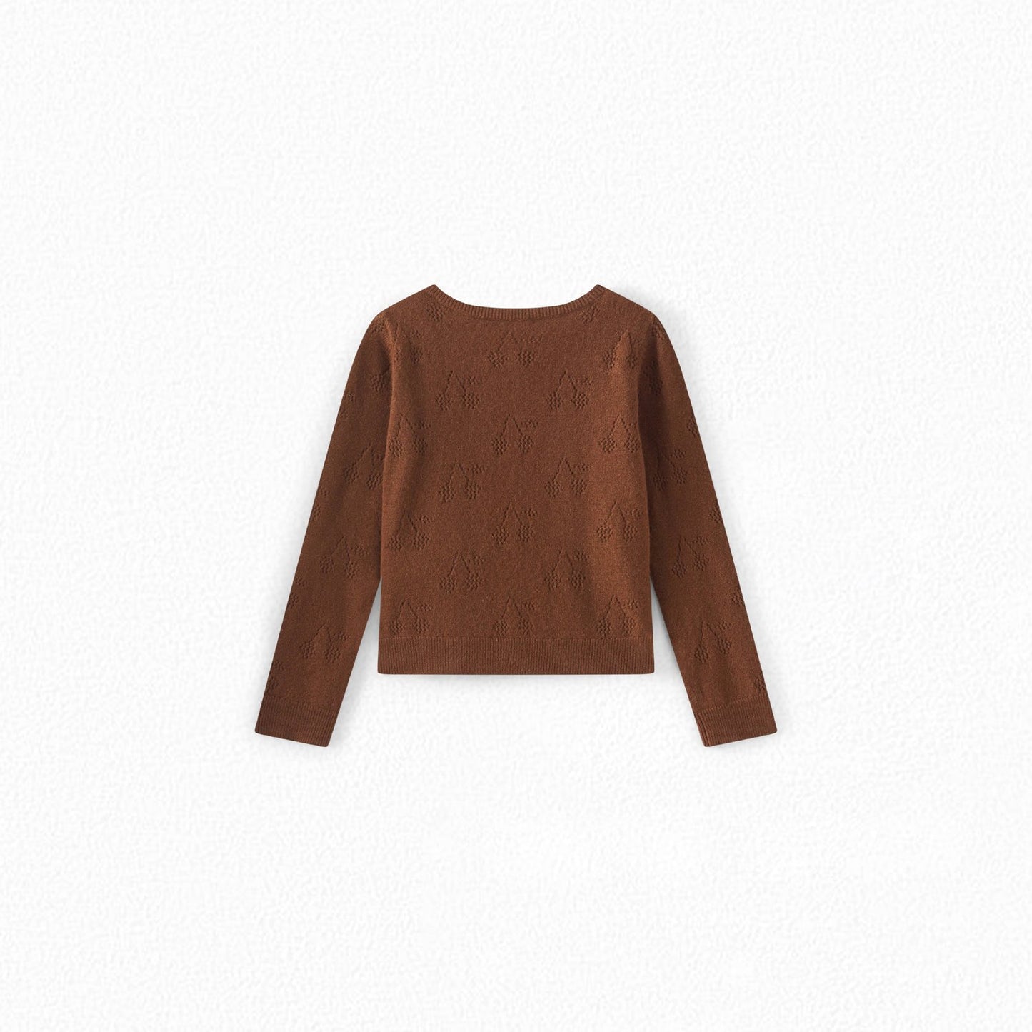 女童焦糖色Logo羊绒开衫