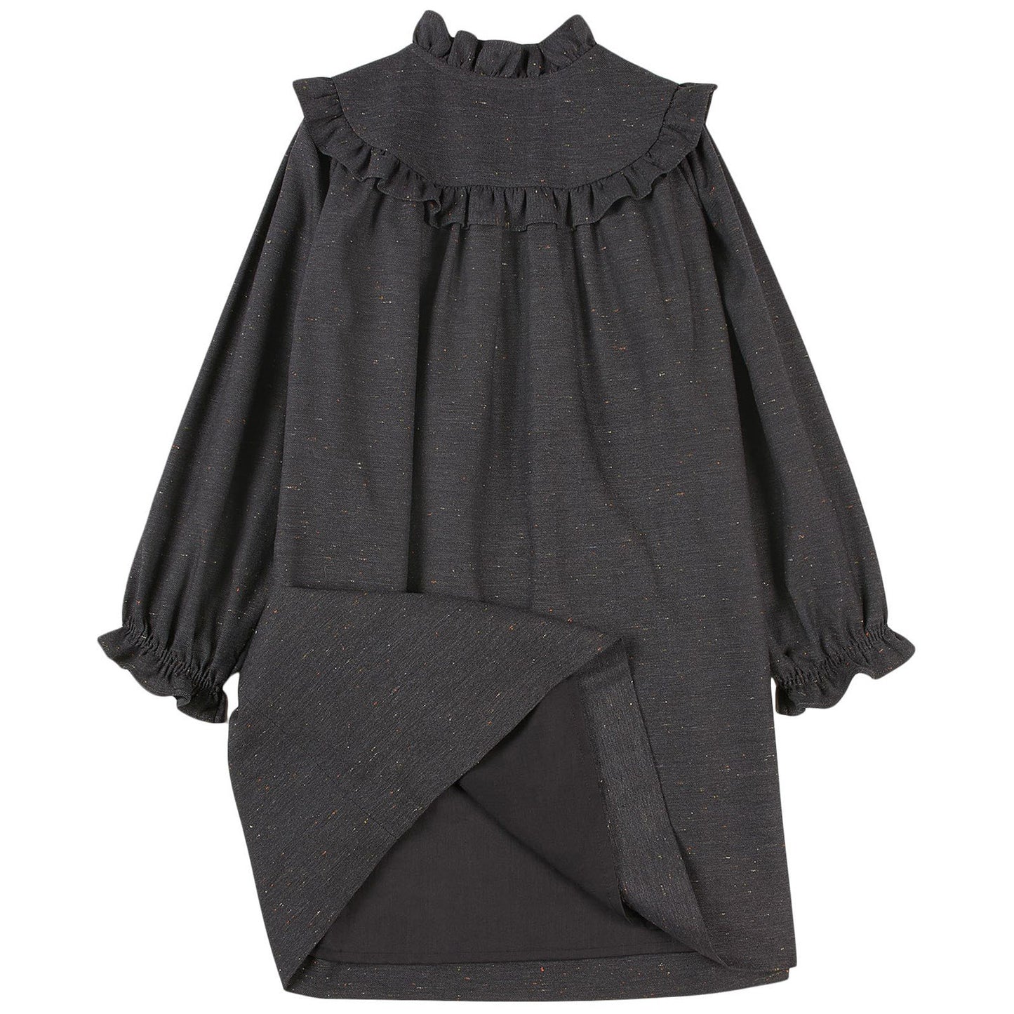 女童深灰色棉连衣裙