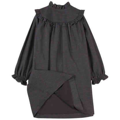 女童深灰色棉连衣裙