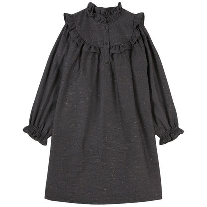 女童深灰色棉连衣裙