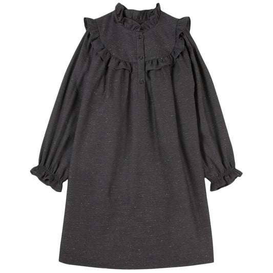 女童深灰色棉连衣裙