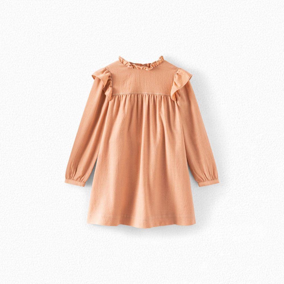 女童杏黄色羊毛连衣裙