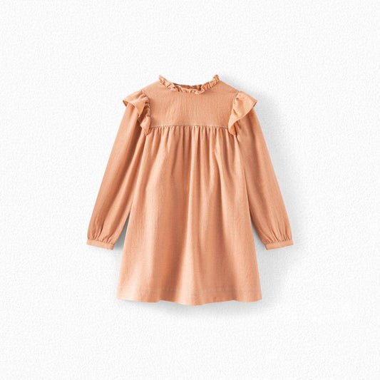 女童杏黄色羊毛连衣裙