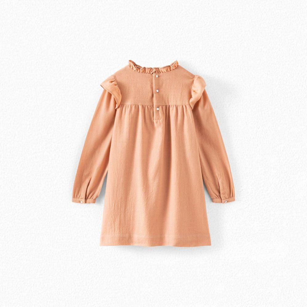 女童杏黄色羊毛连衣裙