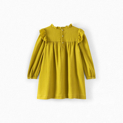 女童橄榄绿羊毛连衣裙