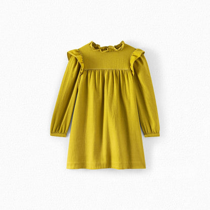 女童橄榄绿羊毛连衣裙