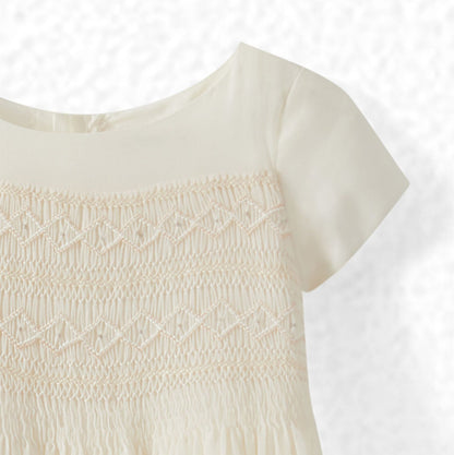 女童白色真丝连衣裙