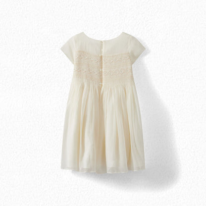 女童白色真丝连衣裙